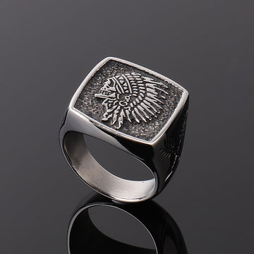 Retro stainless steel men's ring